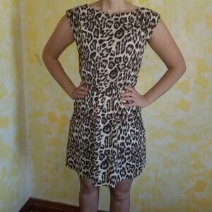 Alice & Olivia Leopard Print Drape Back Mini Dress Size XS